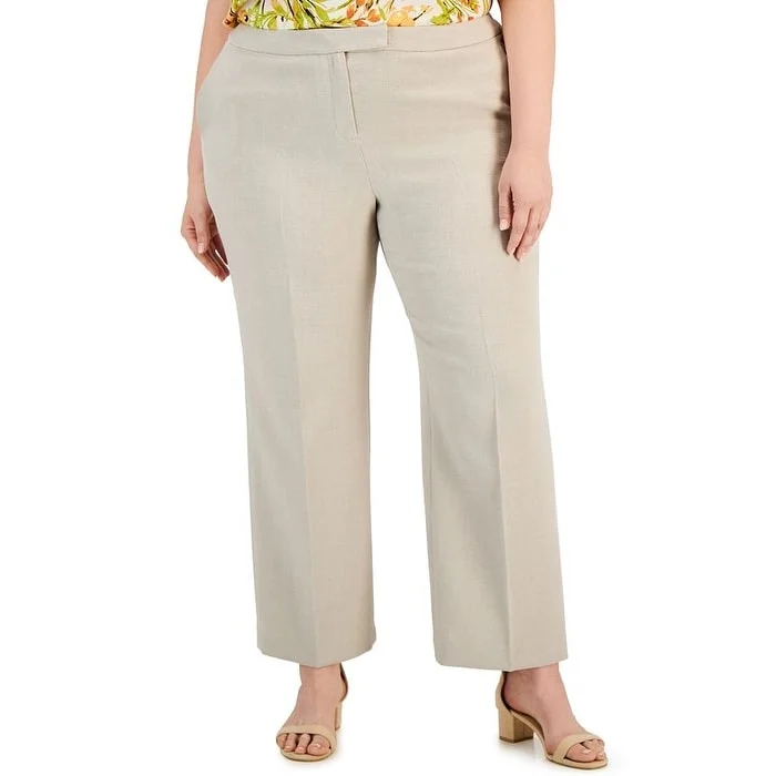 Kasper Women's Extended Tab Pants Brown Size 22W