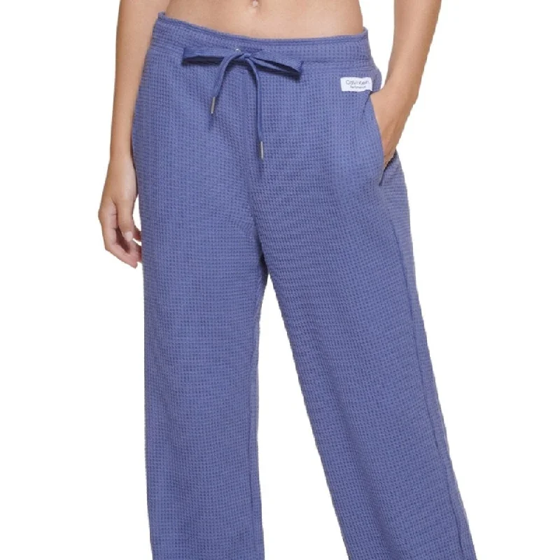 Calvin Klein Women's High Waisted Relaxed Leg Pants Blue Size Large