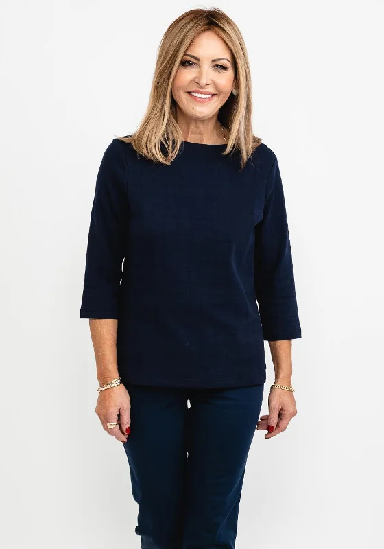 Olsen Square Pattern Top, Navy