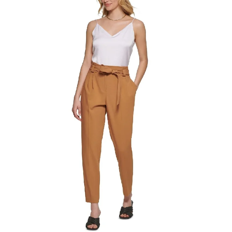 Calvin Klein Women's Tie Waist Ankle Pants Brown Size 8