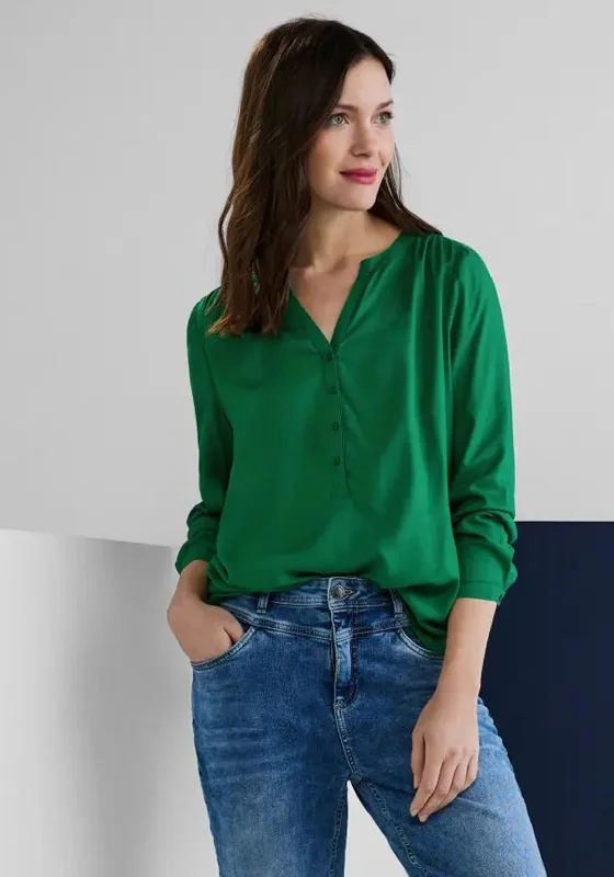 Street One Notch Neck Blouse, Brisk Green