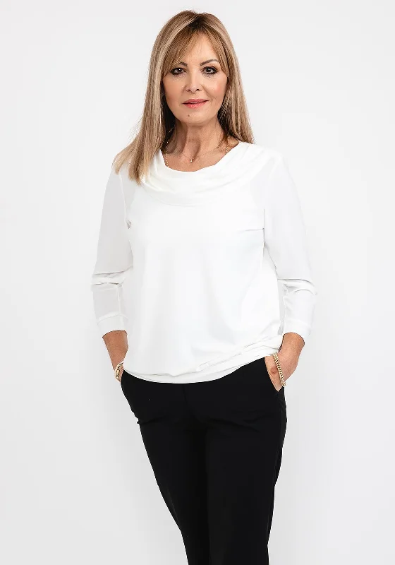 Leon Collection Cowl Neck Top, White