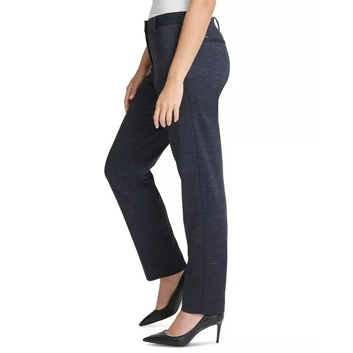 Dkny Women's Navy Zippered Straight Leg Pants Navy Size 14