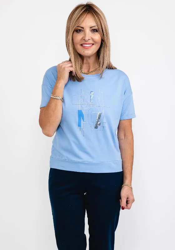 Bianca Aila Metallic Sequin T-Shirt, Blue