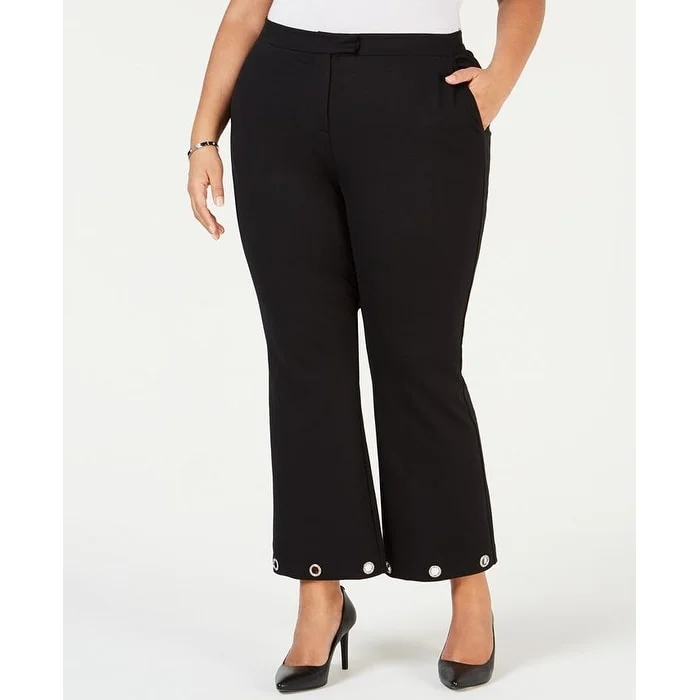 Michael Kors Women's Grommet High Rise Wide Leg Pants Black Size 0X