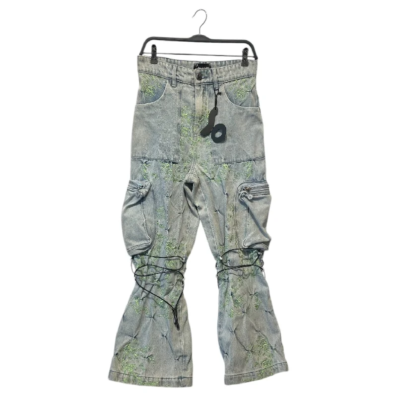 BADSON PULSE/Pants/S/Cotton/BLU/GREEN LIGHTNING