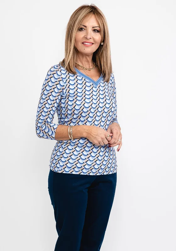 Bianca Emily Shape Print T-Shirt, Blue Multi