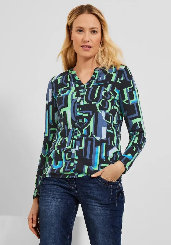Cecil Letter Print Blouse, Deep Blue Multi