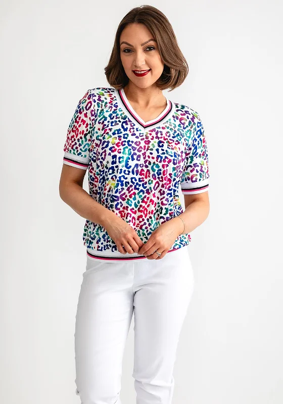 Leon Collection Neon Leopard Print Top, Multi