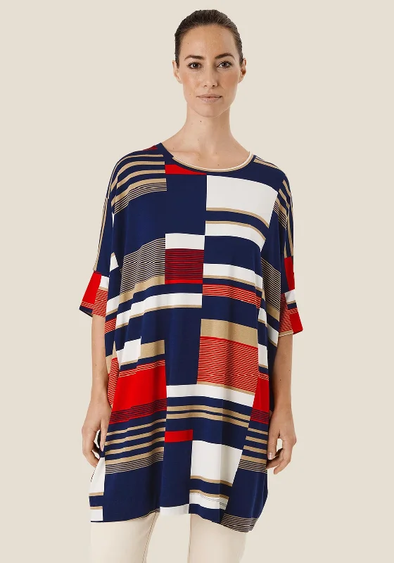 Masai Gabina Block Stripe Tunic Top, Goji Berry