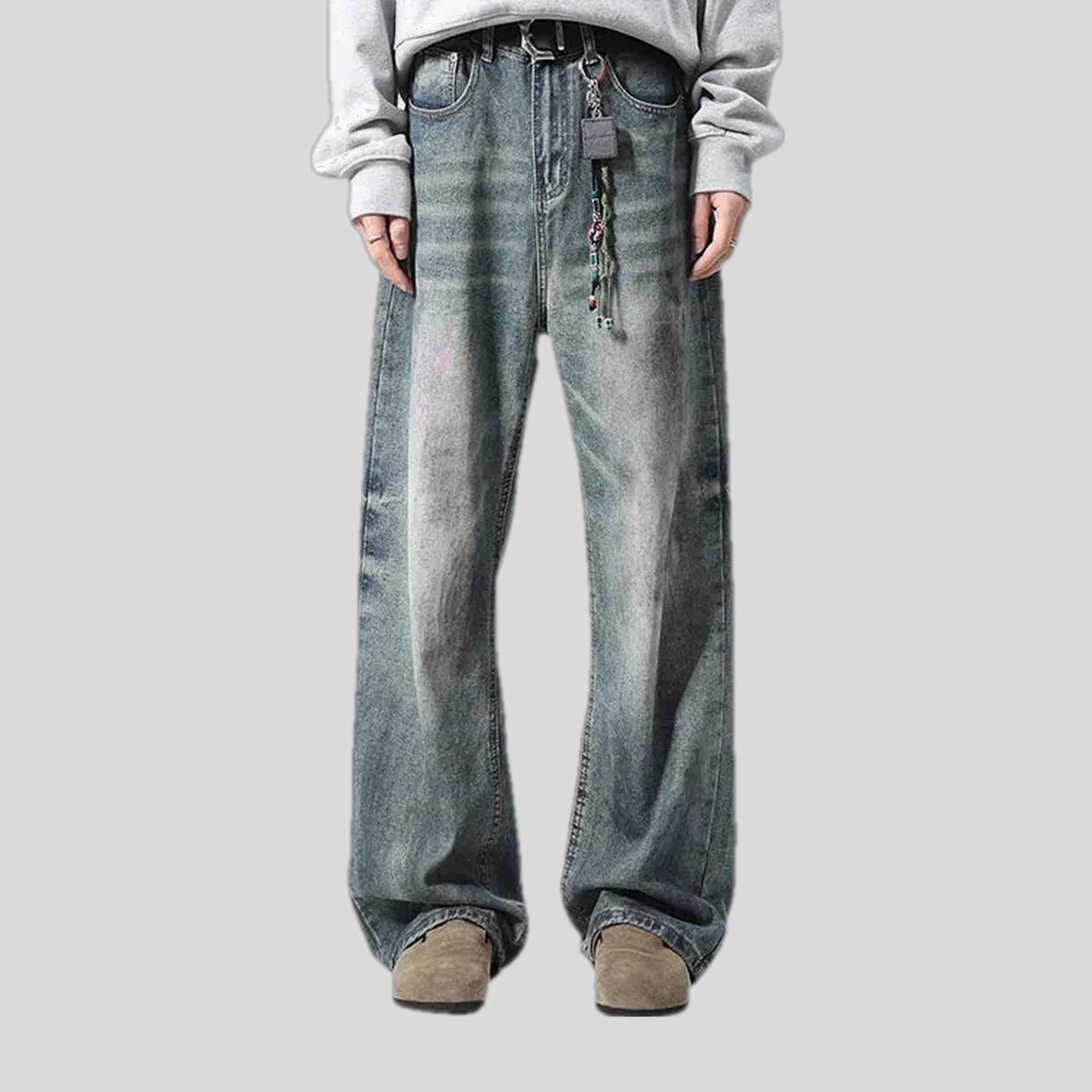 Faded boho baggy-leg men's jeans