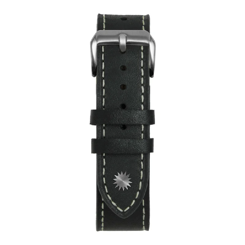 Black/White leather