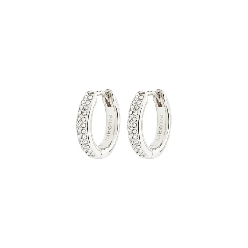Bloom Recyc Crystal Hoop Earrings | Silver Plated