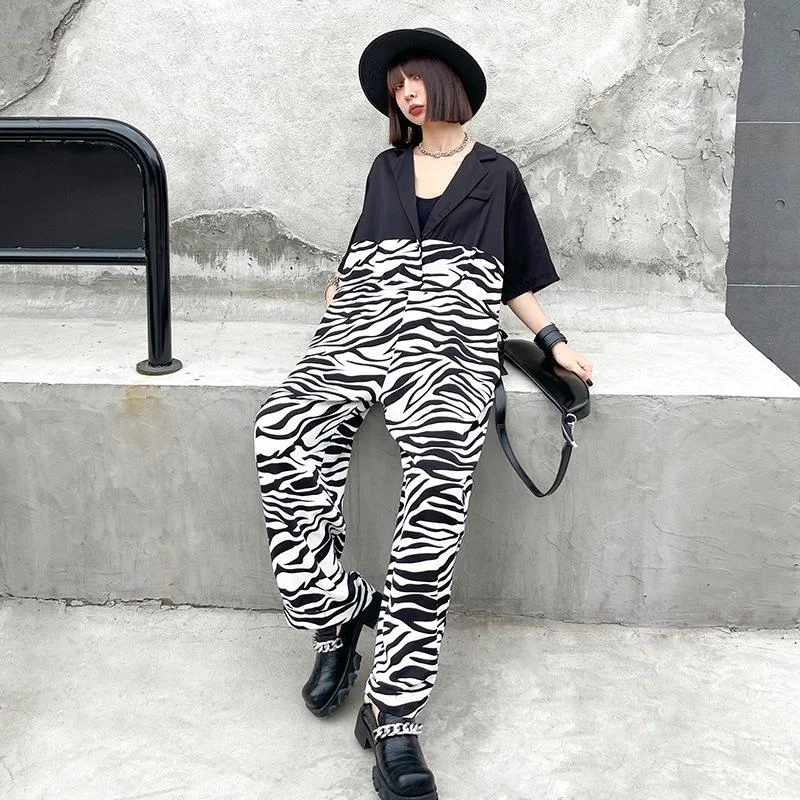 Casual Zebra Print Summer Jumpsuits