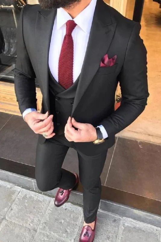 Men Stylish Black Formal Suit Three Piece Suit Wedding Suit Dinner Suit Slim Fit Suit Groomsmen Bespoke Suit Gift For Him Men Stylish Black Formal Suit Three Piece Suit Wedding Suit Dinner Suit Slim Fit Suit Groomsmen Bespoke Suit Gift For Him