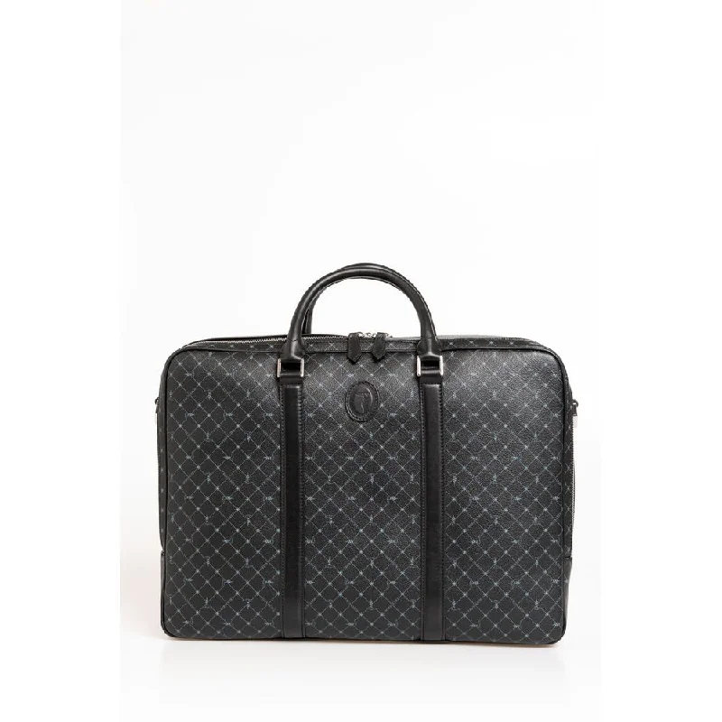 Trussardi Black Leather Men Briefcase
