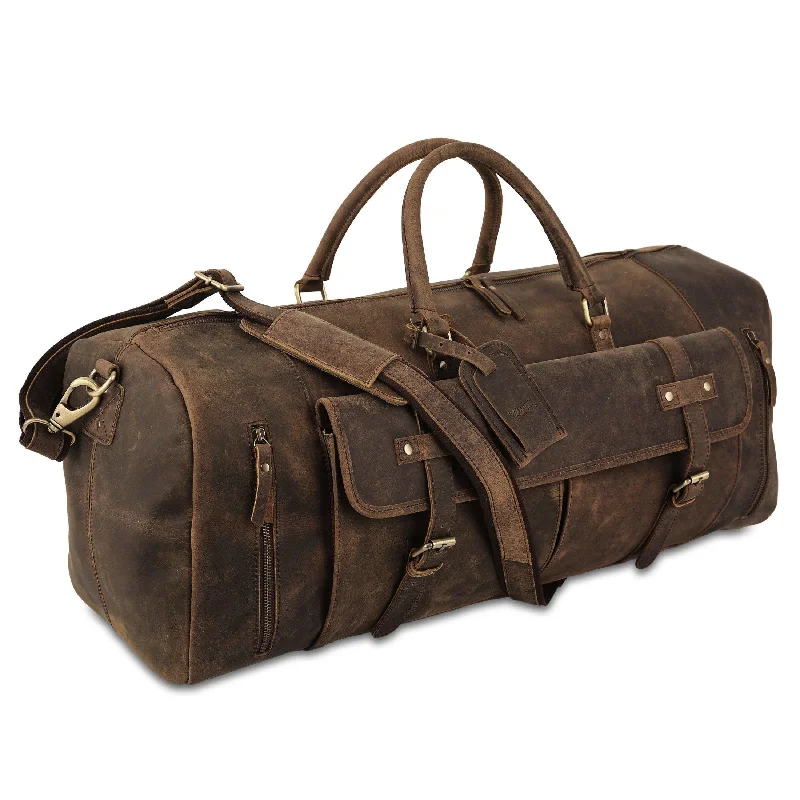 Leather 24-Inch Duffel Bag with Shoe Compartment - Full Grain Travel, Sports, Gym, and Weekend Bag Leather 24-Inch Duffel Bag with Shoe Compartment - Full Grain Travel, Sports, Gym, and Weekend Bag