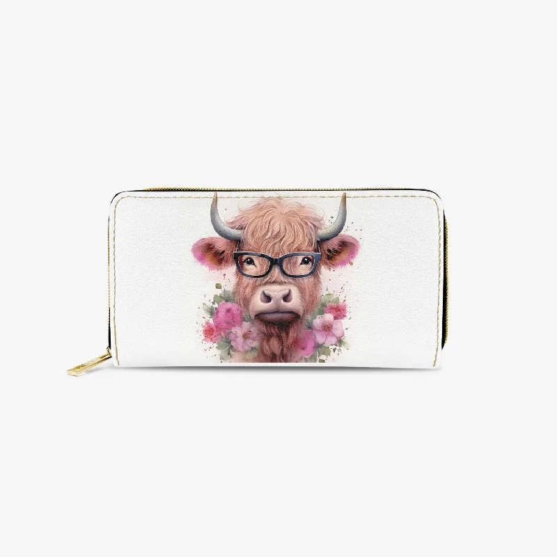 Long Type Zipper Purse - Highland Cow