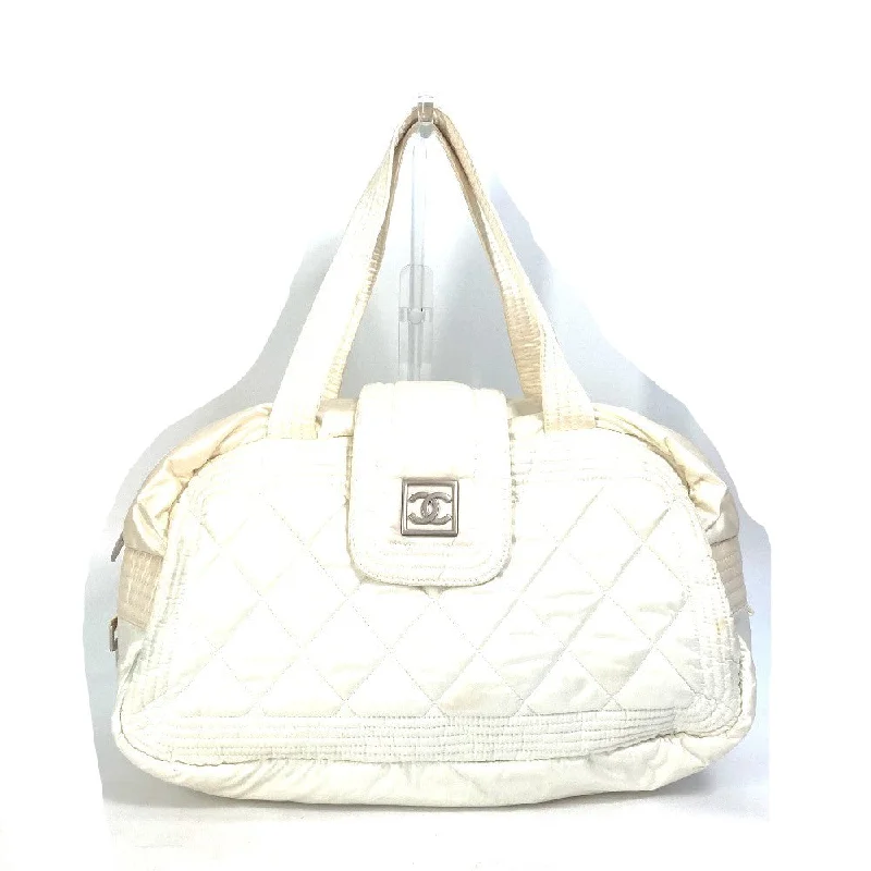 CHANEL Boston Duffel bag A29853 Nylon white Sports CC COCO Mark Quilting Women Used Authentic