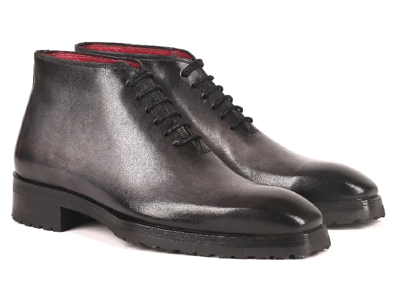 Paul Parkman Men's Ankle Boots in Gray Burnished
