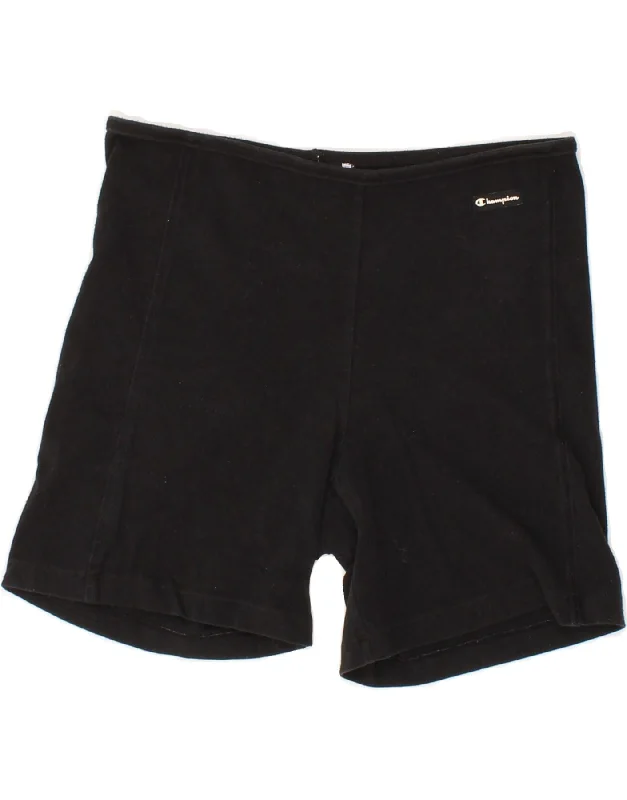 CHAMPION Womens Sport Shorts UK 16 Large  Black Cotton