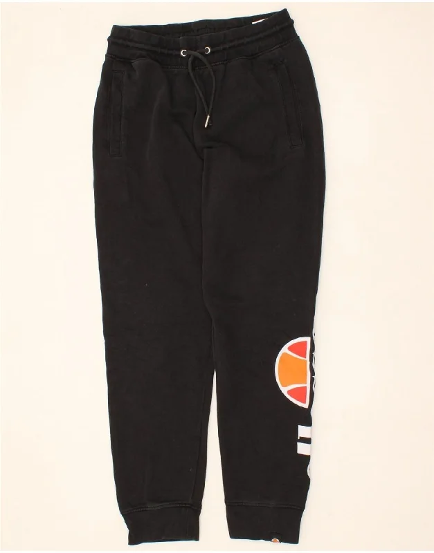 ELLESSE Womens Graphic Tracksuit Trousers Joggers UK 12 Medium Black