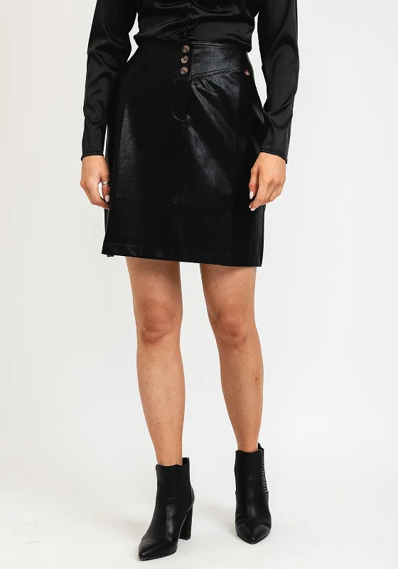 Rant & Rave Susan Faux Leather Mini Skirt, Black