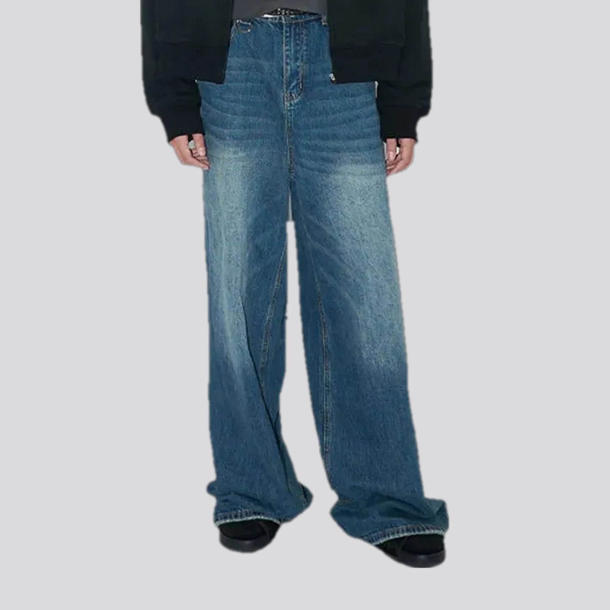 Fashion faded lines baggy men's jeans