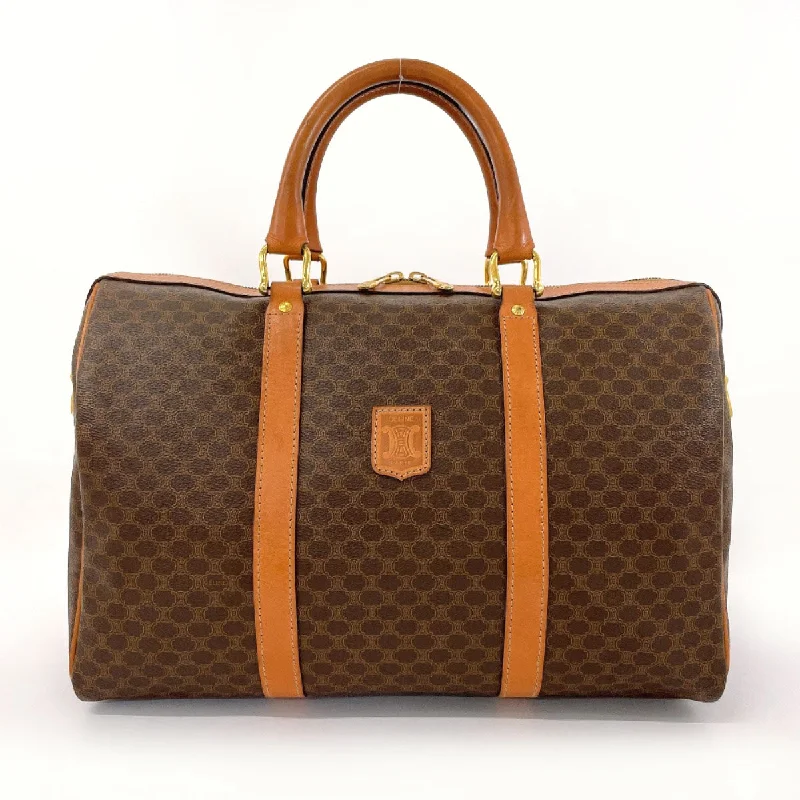 CELINE Boston Duffel bag PVC, Leather Brown Macadam