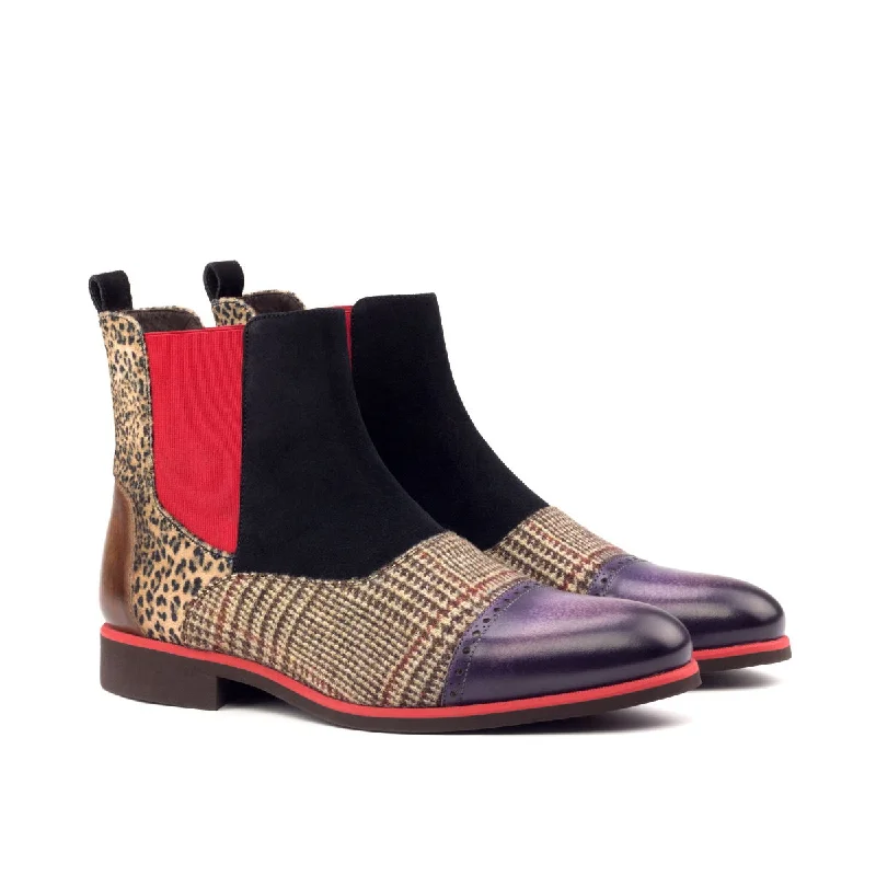 DapperFam Vesuvio in Tweed / Leopard / Black Men's Sartorial & Lux Suede & Hand-Painted Patina Chelsea Multi Boot DapperFam Vesuvio in Tweed / Leopard / Black Men's Sartorial & Lux Suede & Hand-Painted Patina Chelsea Multi Boot