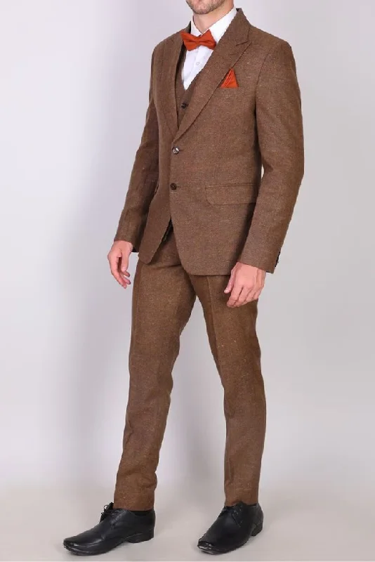 Men Brown Tweed Winter Outwear Three Piece Suit Formal Prom Wear Wedding Suit Winter Gift For Him Men Brown Tweed Winter Outwear Three Piece Suit Formal Prom Wear Wedding Suit Winter Gift For Him