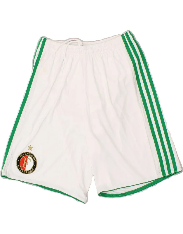ADIDAS Mens Feyenoord Rotterdam Graphic Sport Shorts Small White Polyester