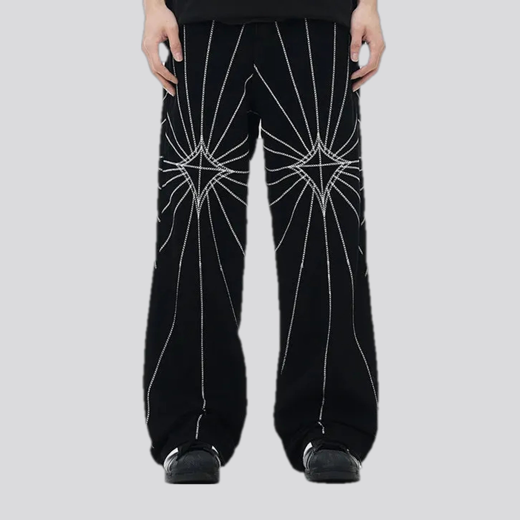 Medium rise embroidered men's denim pants