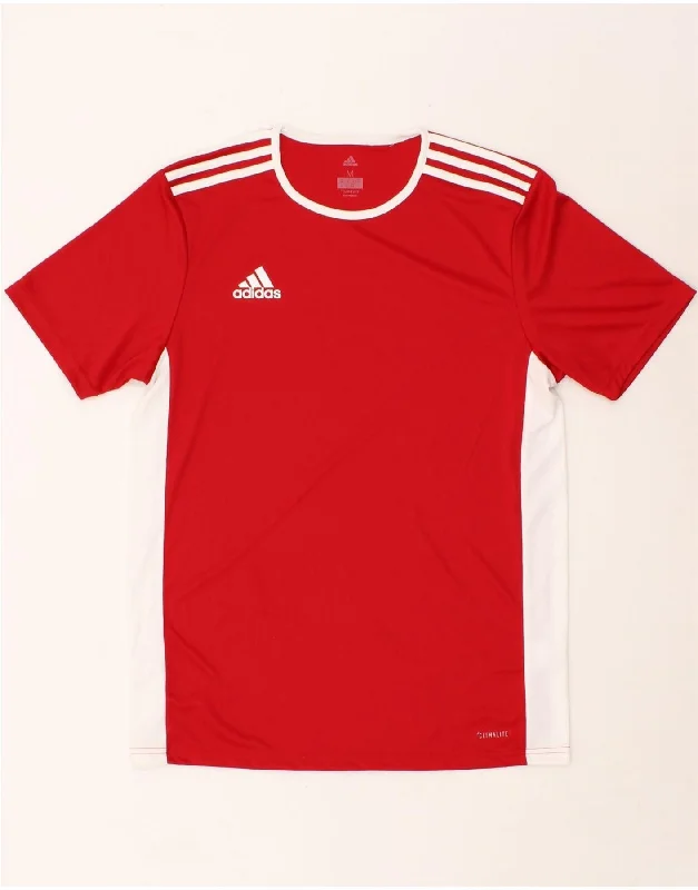 ADIDAS Mens Climalite T-Shirt Top Medium Red Polyester
