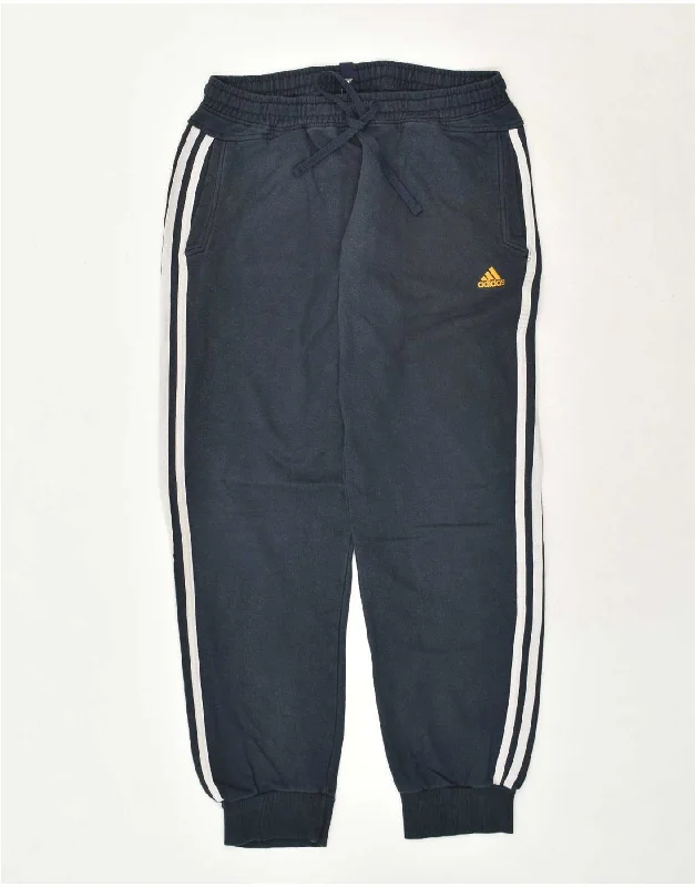 ADIDAS Mens Tracksuit Trousers Joggers UK 36/38 Small Navy Blue Cotton