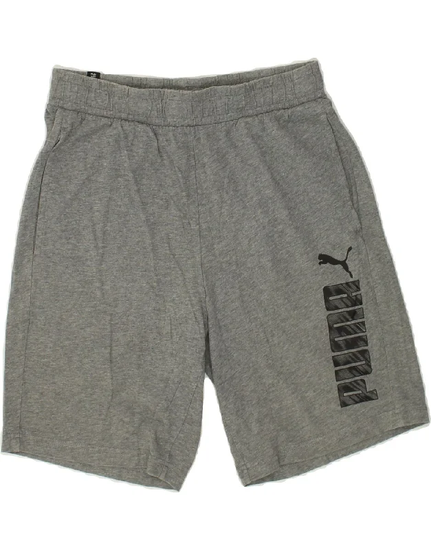 PUMA Mens Graphic Sport Shorts Small Grey Cotton