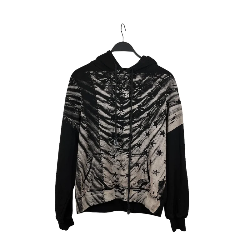 424(FourTwoFour)/Hoodie/M/Graphic/Cotton/BLK/american flag b/w
