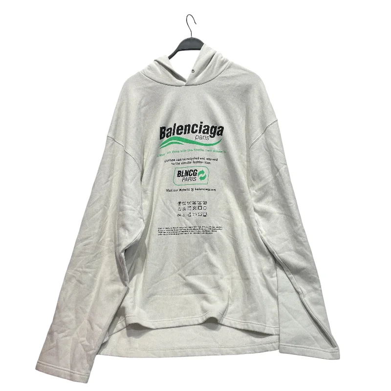 BALENCIAGA/Hoodie/M/Graphic/Cotton/WHT/RECYCLE HOODIE