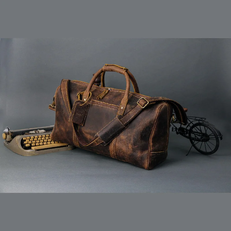Leather 20-Inch Travel Duffel Bag for Men and Women - Full Grain Leather Overnight, Weekend, Gym, and Sports Bag Leather 20-Inch Travel Duffel Bag for Men and Women - Full Grain Leather Overnight, Weekend, Gym, and Sports Bag