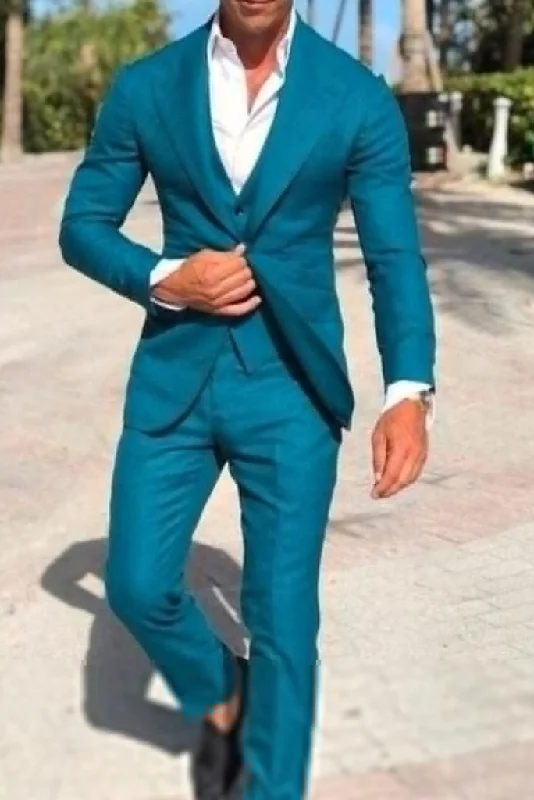 Mens Three Piece Suit Teal Blue Formal Wedding Suit Slim Fit Suit Night Dinner Suit Party Event Wear Gift For Men's Mens Three Piece Suit Teal Blue Formal Wedding Suit Slim Fit Suit Night Dinner Suit Party Event Wear Gift For Men's