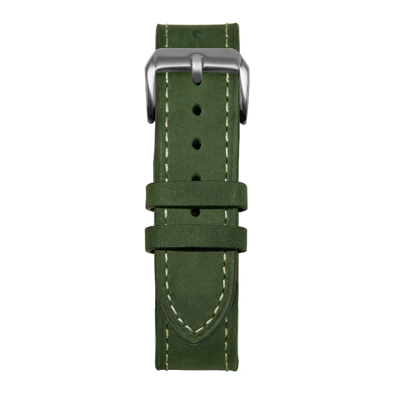 22' Green and White Suede Leather Strap