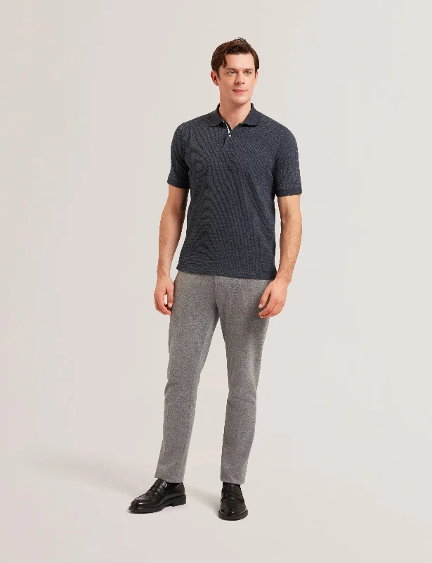 Redman Short Sleeve Regular Textured Polo Navy