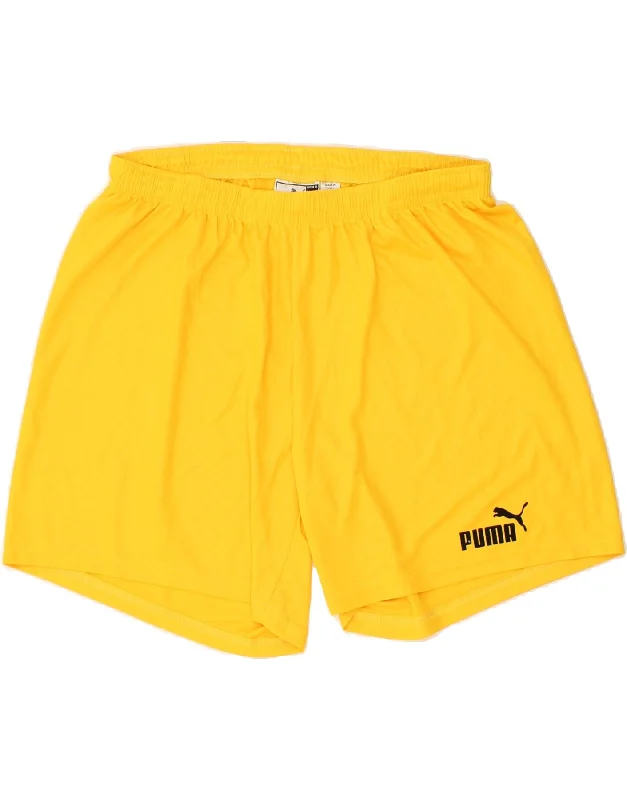 PUMA Mens Graphic Sport Shorts XL Yellow Polyester