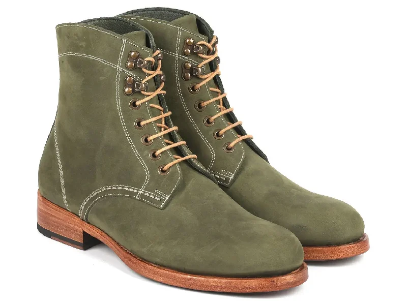 Paul Parkman Men's Nubuck Leather Boots in Green