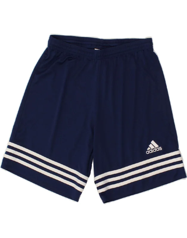 ADIDAS Mens Climalite Graphic Sport Shorts Small Navy Blue Polyester