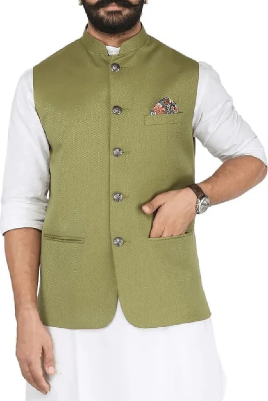 Men's Olive Green Nehru Style Jacket 3 Front Pocket Half Jacket Wedding Wear Traditional Wear Gift For Him Men's Olive Green Nehru Style Jacket 3 Front Pocket Half Jacket Wedding Wear Traditional Wear Gift For Him