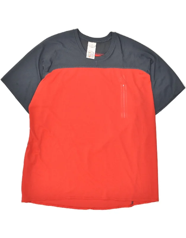 ADIDAS Mens T-Shirt Top XL Red Colourblock Polyester