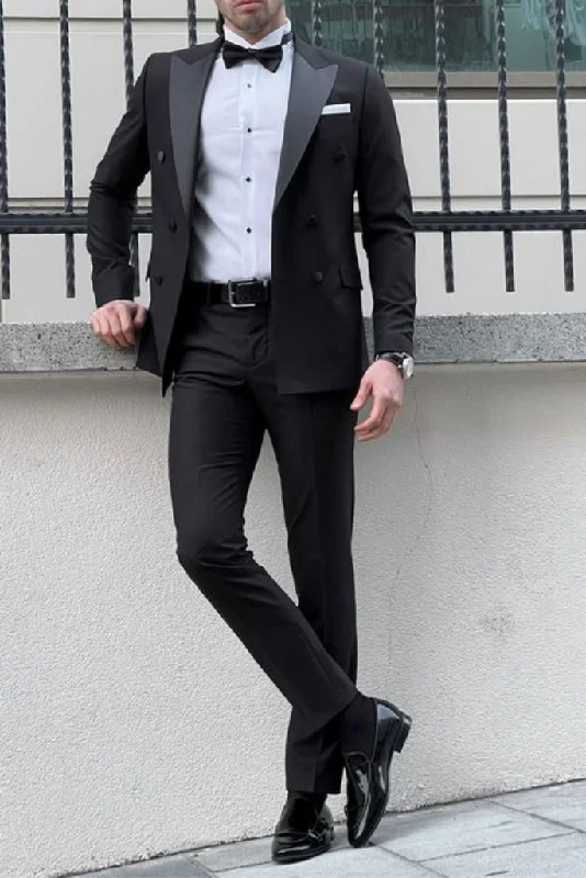 Man Two Piece Suit Black Tuxedo Slim Fit Suit Premium Suit Slim Fit Wear Elegant Groomsmen Bespoke Tailoring Man Two Piece Suit Black Tuxedo Slim Fit Suit Premium Suit Slim Fit Wear Elegant Groomsmen Bespoke Tailoring