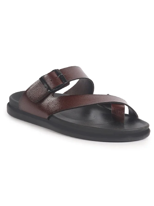 Men Brown Toe Ring Kolhapuri Adjustable Strap Slip On Outdoor Slippers|Anti Skid Sole Sandals|PU PAD Insole Men Brown Toe Ring Kolhapuri Adjustable Strap Slip On Outdoor Slippers|Anti Skid Sole Sandals|PU PAD Insole