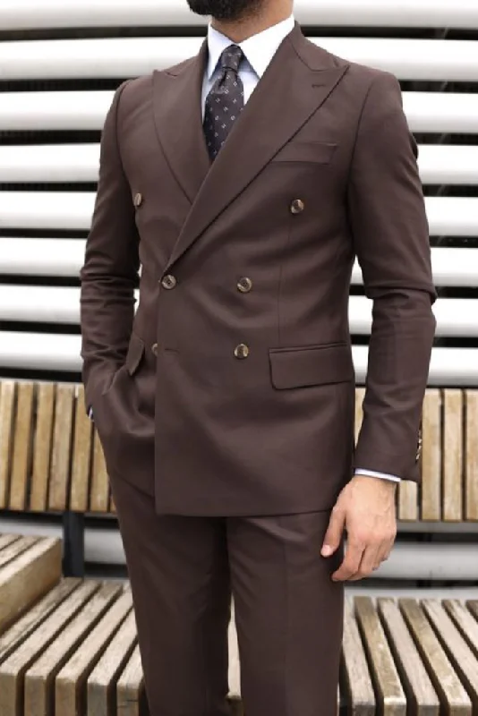 Men's Dark Brown Two Piece Suit Slim Fit Suit Formal Wedding Suit Double Breasted Suit Party Event Suit Bespoke Tailoring Men's Dark Brown Two Piece Suit Slim Fit Suit Formal Wedding Suit Double Breasted Suit Party Event Suit Bespoke Tailoring